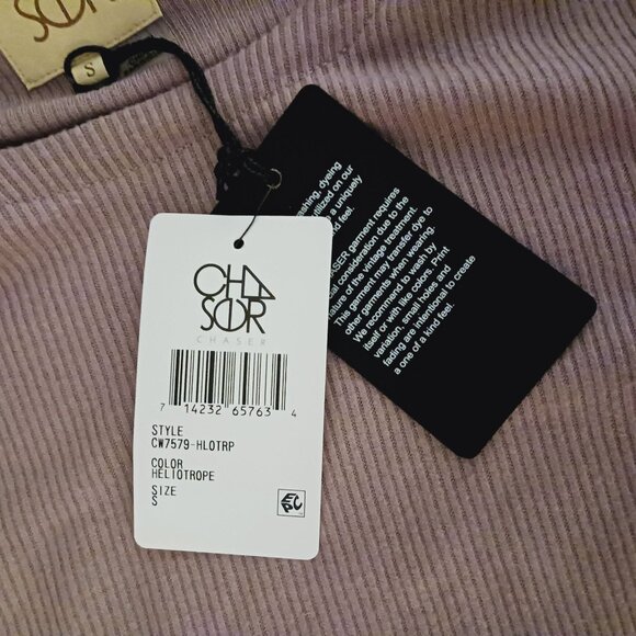 NEW Chaser Ribbed Pullover Top Long Bell Sleeves in Heliotrope/Light Mauve, S - Picture 6 of 11